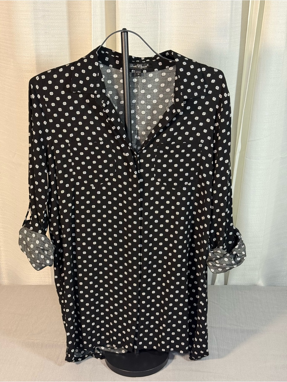 Velvet Heart Black Blouse with White Polka Dots